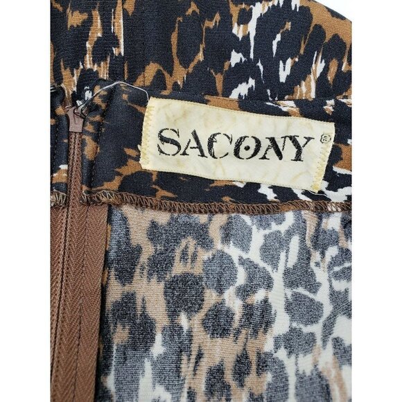 Vintage Sacony Leopard Print Sheath Dress Bodycon 38 Waist - Picture 6 of 6